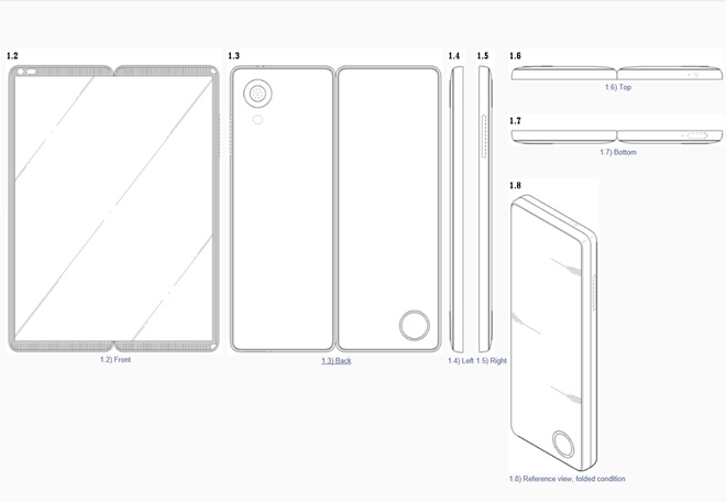 LG전자가 지난 2017년 wIPO에 특허출원한 인폴딩 방식의 폴더블폰(사진=WIPO)