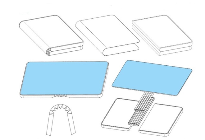 화웨이가 특허출원한 도면상의 아웃폴딩 방식 폴더블폰 (사진=WIPO,렛츠고디지털)