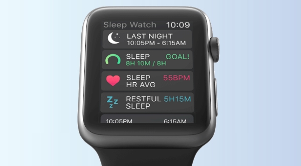 애플이 차세대 애플워치에 자체 수면 추적(Sleep tracking)기능을 탑재할 것으로 보인다. 사진은 애플워치에서 실행한 슬립워치앱. (사진=슬립워치)