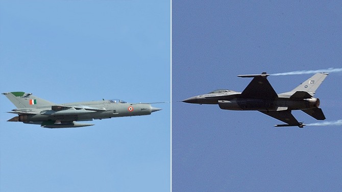 인도 미그-21(왼쪽)과 파키스탄 F-16전투기. 사진=로이터