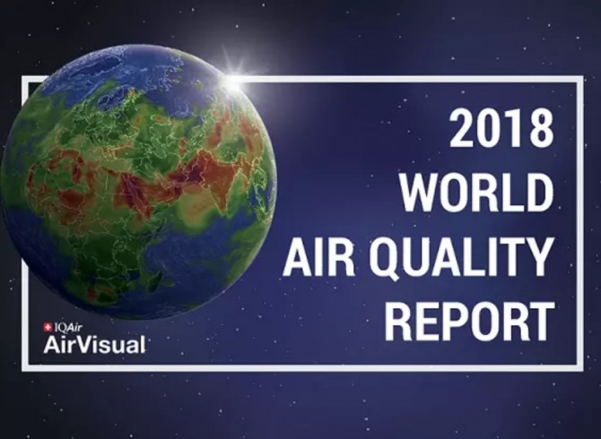 에어비주얼과 환경보호단체 그린피스가 전 세계 61개 주요 도시의 대기 중 미세 입자상 물질 ‘PM2.5'의 농도를 측정한 결과를 비교해 '2018 세계 공기 질 리포트'를 5일(현지 시간) 발표했다. 자료=에어비주얼