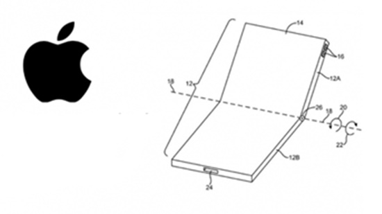애플이 지난해 11월 24일 특허출원한 폴더블폰(사진=미특허청)