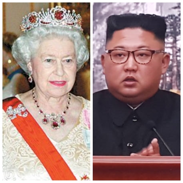 엘리자베스 영국여왕(사진 왼쪽)과 김정은 국무위원장.