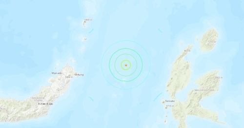 24일(현지 시간) 규모 6.1 지진이 발생한 인도네시아 몰루카 제도. 자료=미국 지질조사국 홈페이지