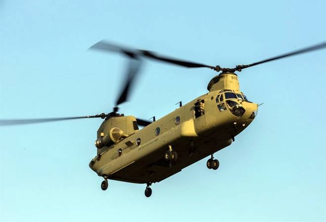 인도가 26일 인수한 보잉의 중수송 헬기 CH-47F. 사진=인도공군