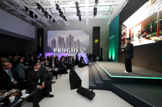 28일 대우건설의 푸르지오 새 BI 발표회 모습. 사진=대우건설