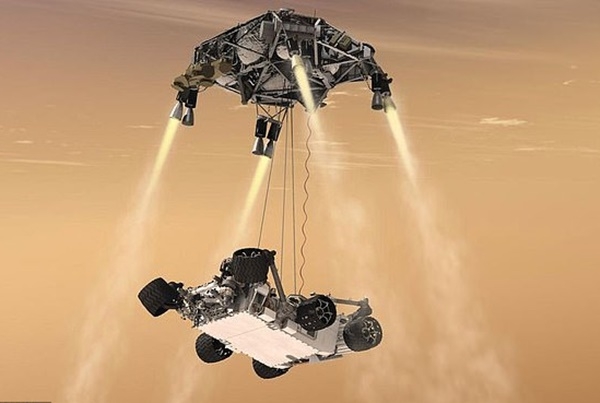 내년에 화성에 착륙할 탐사로봇의 화성  강하 모습 일러스트(사진=나사)