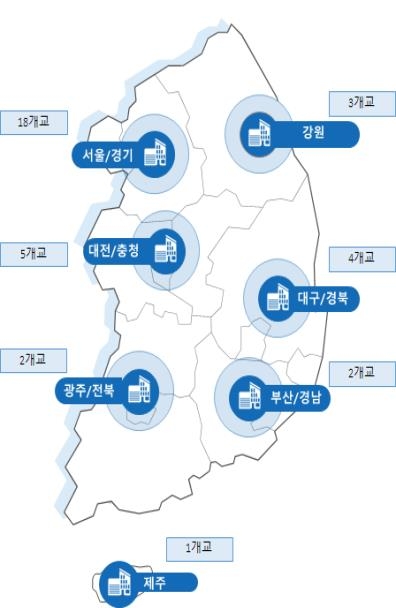 지역별 소프트웨어 중심대학 수. (사진=과학기술정보통신부 제공)