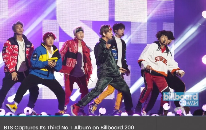 방탄소년단(BTS)이 빌보드 차트  8위에 올랐다. BTS 공연 모습.