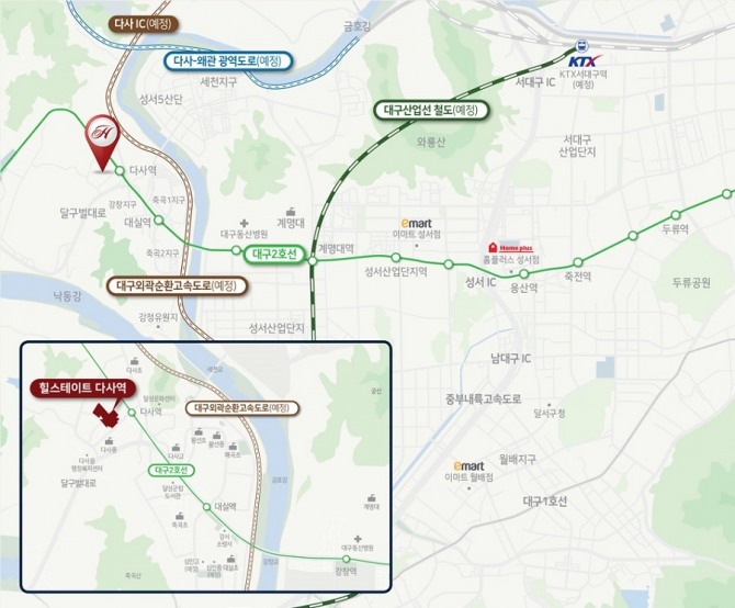 현대건설 대구 '힐스테이트 다사역' 단지의 위치도. 자료=현대건설