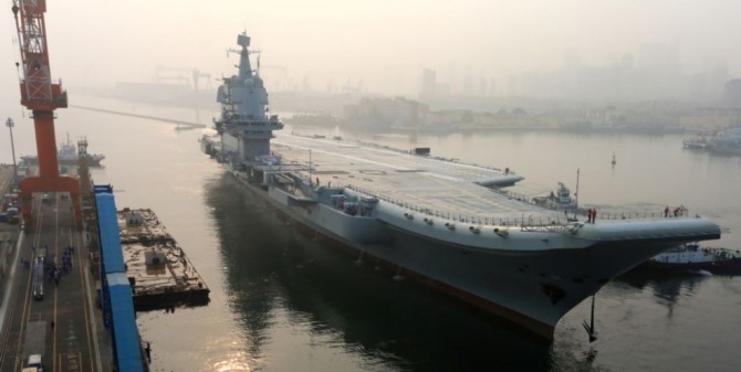 중국의 첫 국산 항공모함 산둥함.사진=로이터통신