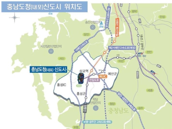 충남 내포 신도시의 위치도. 자료=한국토지주택공사(LH)