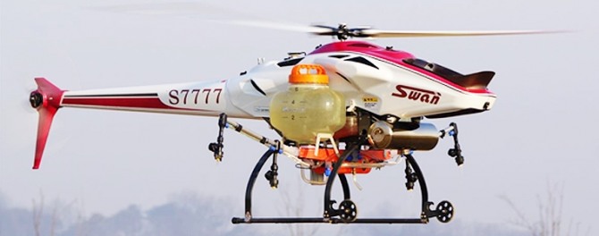 성우엔지니어링의 무인 방제헬기 '스완'. 사진=성우엔지니어링