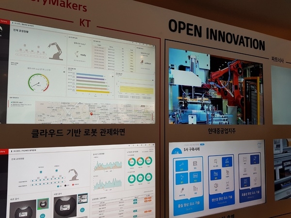 KT의 '팩토리 메이커스' 시스템 관제판. (사진=박수현기자)