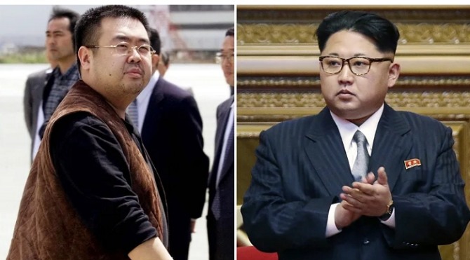 사진 왼쪽은 살해된 김정남이며 오른쪽은 김정은 북한 국무위원장.