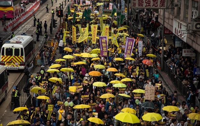 사진은 새로운 것을 꿈꾸다 배신당한 2014년 우산혁명' 때의 시위모습.