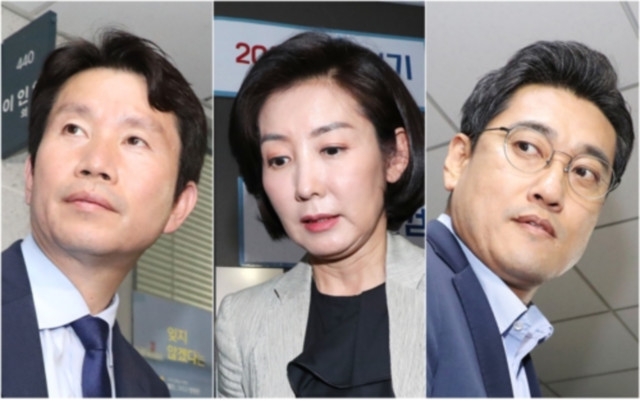 더불어민주당 이인영(사진 왼쪽부터), 자유한국당 나경원, 바른미래당 오신환 원내대표./연합뉴스