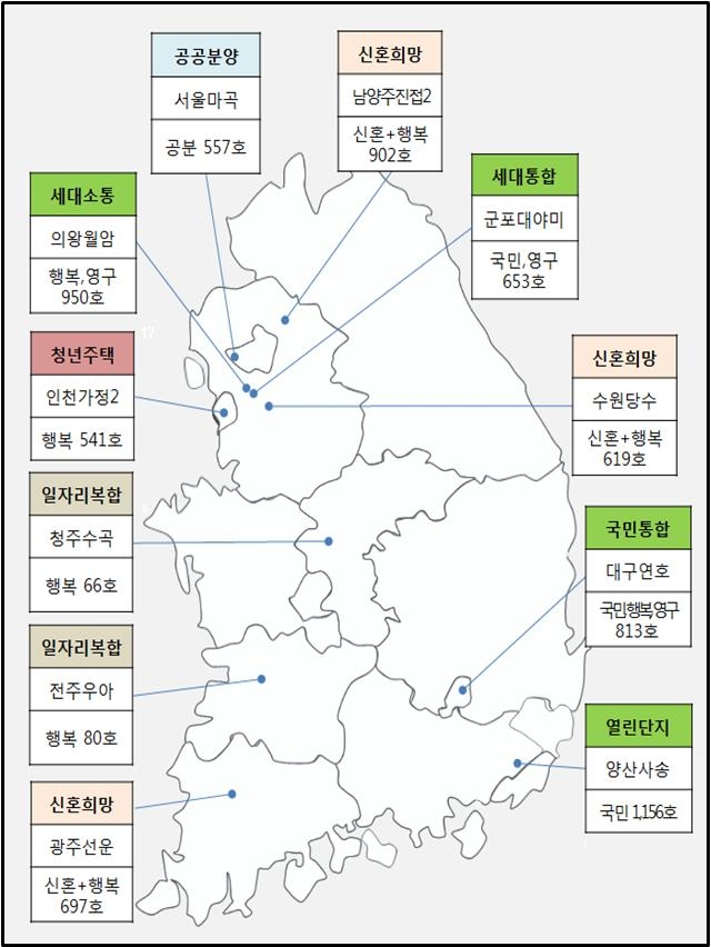 공공주택 설계공모 대상지구 현황. 자료=국토교통부