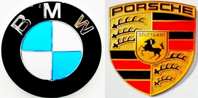 (왼쪽부터)BMW, 포르쉐 엠블럼. 사진=정수남 기자