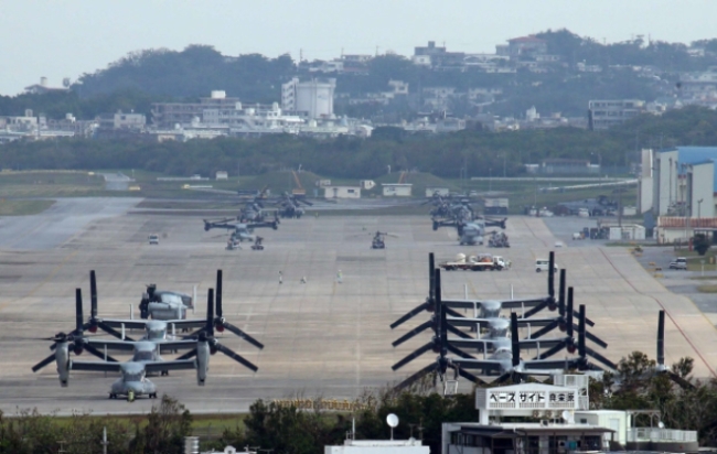 사진은 오키나와현 기노완시에 있는 주일미군 후텐마 비행장의 모습.