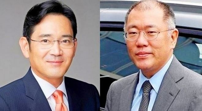 (왼쪽부터)이재용 부회장과 정의선 수석부회장. 사진=각사