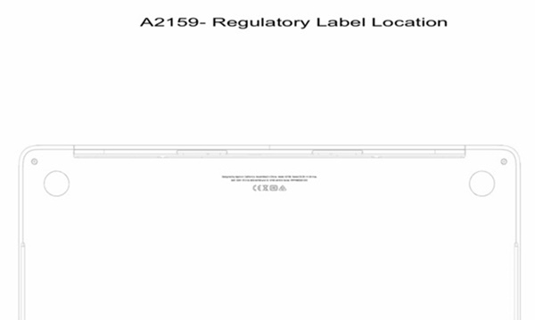 미연방통신위에 제출된 애플의 2019년형 맥북프로 도안(도면=FCC)