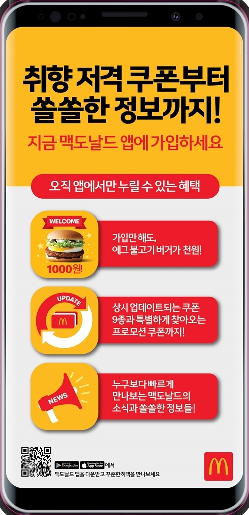 전 세계에서 출시된 맥도날드 공식 모바일 앱인 ‘맥도날드 앱’이 한국에서 가장 빠른 속도로 다운로드 돼 최단기간 100만 다운로드를 기록한 것으로 나타났다. 사진=맥도날드