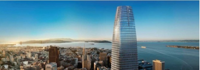 미국 샌프란시스코 시내를 한눈에 조망할 수 있는 세일즈포스 타워. 건축가 세자르 펠리가 설계했다.