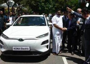 인도 타밀나두 주에서 현대자동차의 완전전기차 코나 SUV가 출시돼 인기몰이를 하고 있다. 사진=타임스오브인디아