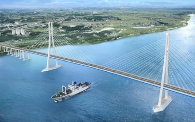 지난 5월 GS건설이 완공한 베트남 밤콩(Vam Cong) 교량의 조감도. 사진=GS건설