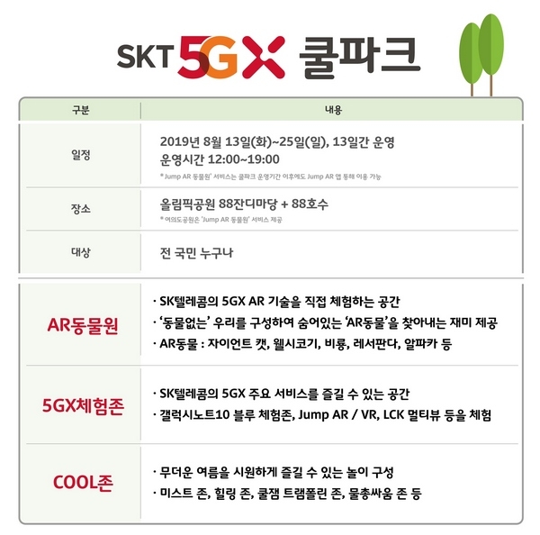 표- SKT 5GX 쿨파크 소개(사진=SKT)