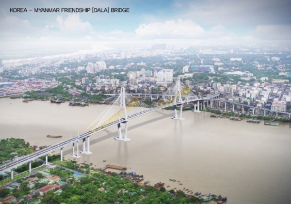 한-미얀마 '우정의 다리'(양곤-달라 교량) 프로젝트 조감도. 사진=GS건설