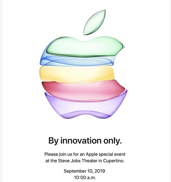 애플이 오는 10일 신제품 발표회를 갖는다. 'By Innovation Only.'라는 슬로건으로 혁신만 보여주겠다는 의지를 강조했다. 사진=애플