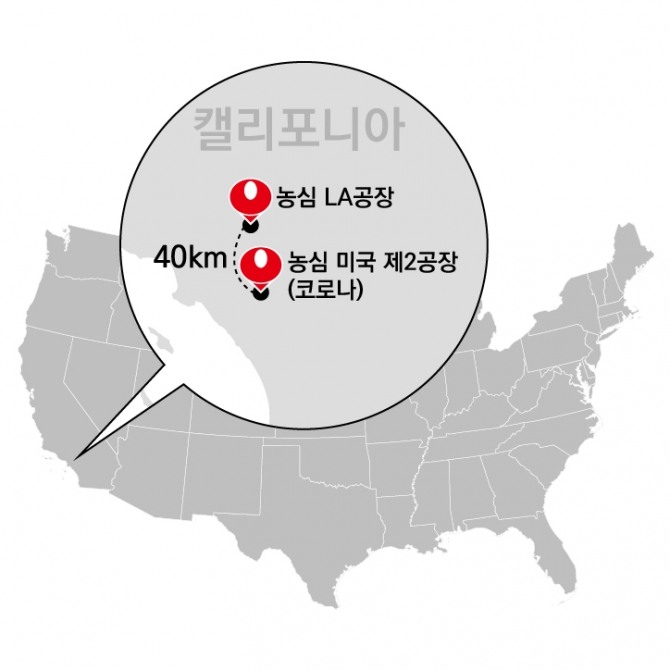 농심 미국 공자 위치. 그림=농심