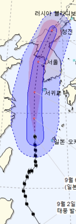 기상청 13호 태풍 링링 경로와  오늘 내일 날씨 일기예보 = 세종, 울릉도.독도, 울산, 부산, 대구, 광주, 대전, 인천 강화 서울 제주도 경남 양산 남해  합천 진주 거창 산청  창녕 밀양 김해, 창원), 경상북도, 전라남도(장흥, 화순, 진도, 완도, 강진, 순천, 광양, 여수, 보성, 고흥, 장성, 구례, 곡성), 충청북도, 충청남도(서천, 보령, 태안 제외), 강원도, 경기도(안산, 김포, 시흥 제외), 전라북도(순창, 남원, 전주, 정읍, 임실, 장수)