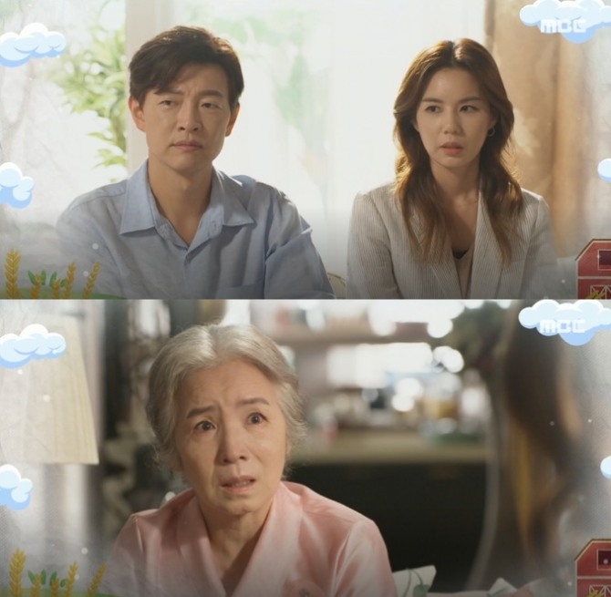 11일 오전 방송되는 MBC 일일드라마 '모두 다 쿵따리' 41회에는 친손녀 이봄을 찾고 있는 서우선(박헤진 분)이 한수호(김호진 분)와 같이 온 송보미(정체 이봄, 박시은 분)를 보고 깜짝 놀라 가족 상봉 기대감을 높인다. 사진=MBC '모두 다 쿵따리' 41회 예고 영상 캡처 