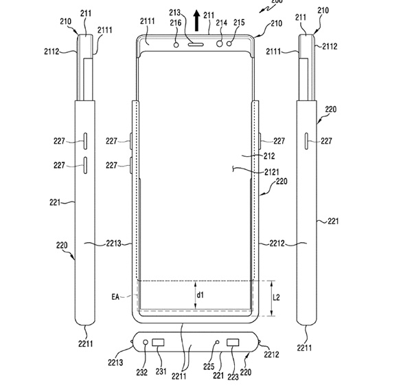 삼성전자의 롤러블 슬라이더폰의 특허출원 도면. 사진=WIPO