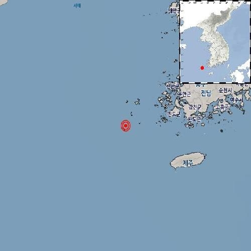 전남 신안군 흑산도 남남서쪽 62㎞ 해역에서 규모 3.3의 지진이 발생했다. 사진=기상청 홈페이지.