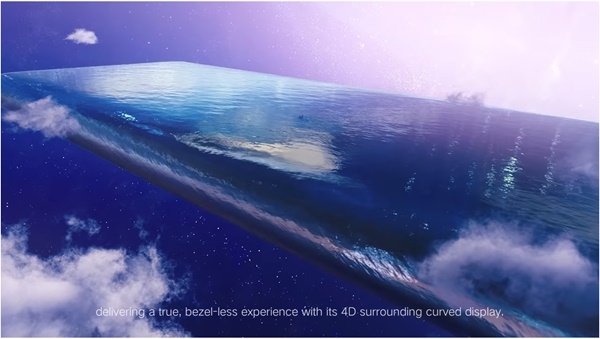 샤오미가 유튜브를 통해 공개한 미믹스알파 영상 중 4D서라운딩 곡면 디스플레이를 소개하는 부분. 사진=유튜브