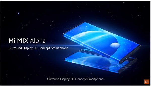 샤오미는 유튜브를 통해 미믹스알파의  5G통신과 서라운드 곡면디스플레이를 강조했다. 사진=샤오미 유튜브 
