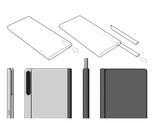 화웨이가 차기 폴더블폰에 스타일러스펜을 넣을 수도 있음을 보여주는 이 회사 특허출원내용이 드러났다. 사진=렛츠고디지털