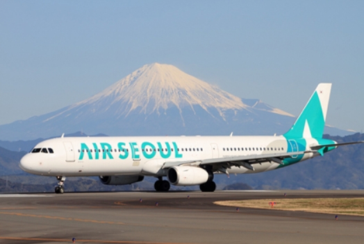 에어서울 항공기가 일본에 도착하고 있다. 사진=에어서울 홈페이지