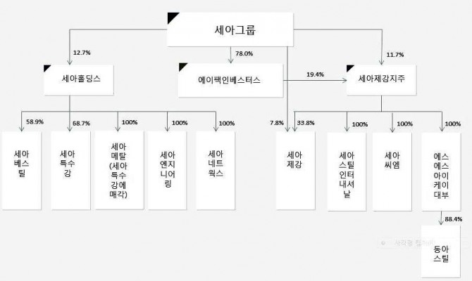 세아그룹 지배구조. 자료=금융감독원