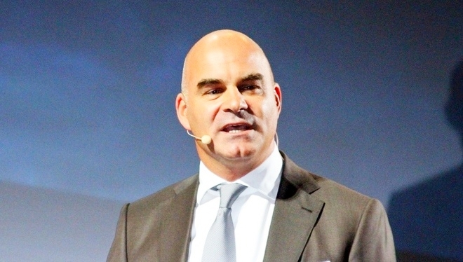파블로 로쏘 FCA코리아 사장이 지난 2014년 지프 신형 체로키 출시 행사에서 지프 전략을 소개하고 있다. 사진=글로벌이코노믹  DB