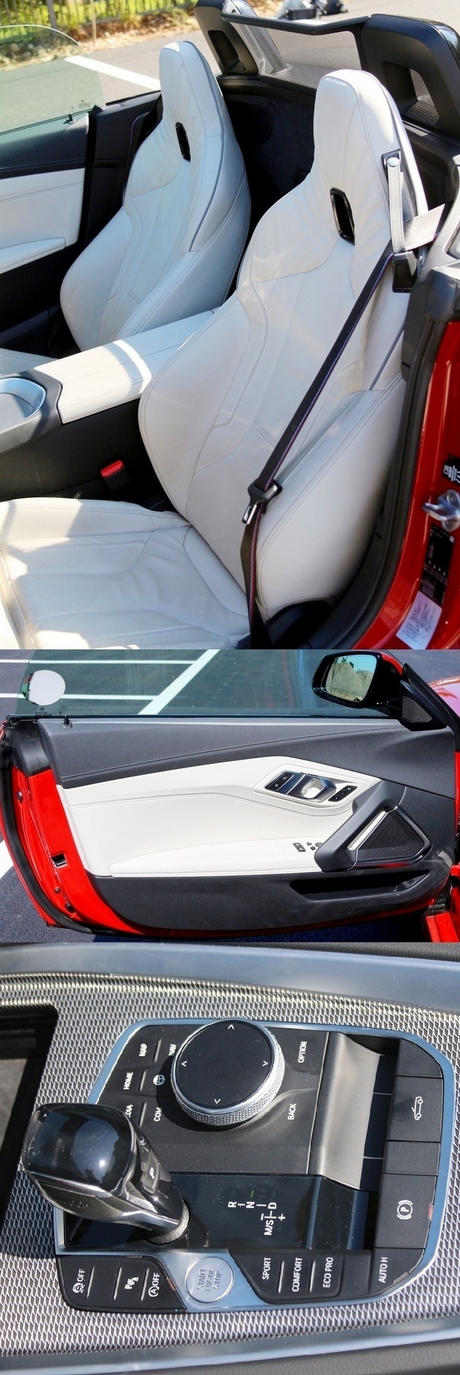 Z4에는 BMW 최초의 일체형 시트가 실렸다. 하얀색 시트는 실내에 깔끔하고 세련된 이미지를 제공하고, 차량 조작은 조그셔틀로도 가능하다. 사진=글로벌 이코노믹 정수남 기자