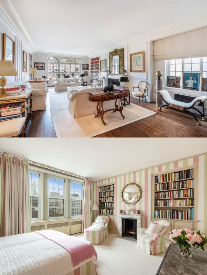 뉴욕 사교계 명사로 스타일 아이콘으로 불린 리 래지윌(1933~2019)이 생전에 소유했던 뉴욕 아파트가 최근 425만달러(약 49억 원)에 매각됐다.거실과 마스터 스위트 룸. 사진=브라운 해리스 스티븐스
