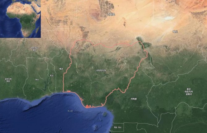 나이지리아를 둘러싼 베냉, 니제르, 차드, 카메룬은 물론 가나와 토고 등 주변국도 위기에 봉착했다. 2개월간 계속되는 나이지리아의 ‘쇄국정책’ 결과다. 자료=구글