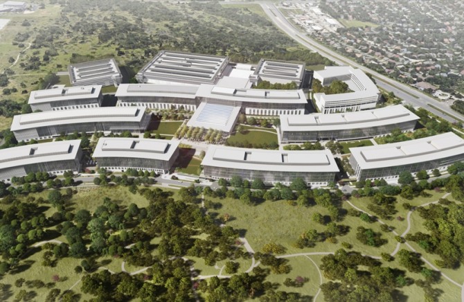 애플이 2022년 목표로 건설을 시작한 오스틴 새 캠퍼스 조감도. 자료=애플