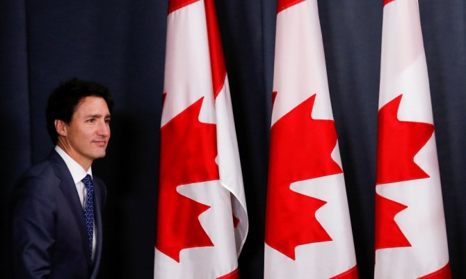 10월 23일 캐나다 온타리오주 오타와에서 미디어와의 대화에 트뤼도 총리가 참석했다. 자료=로이터