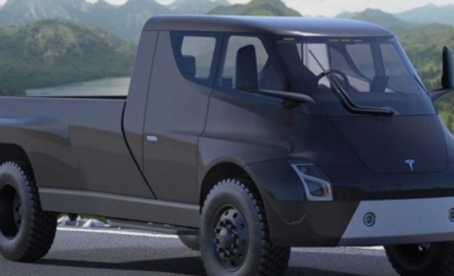 테슬라가 현지시간 21일 처음으로 공개한 픽업형 전기자동차 ‘사이버 트랙’의 모습.